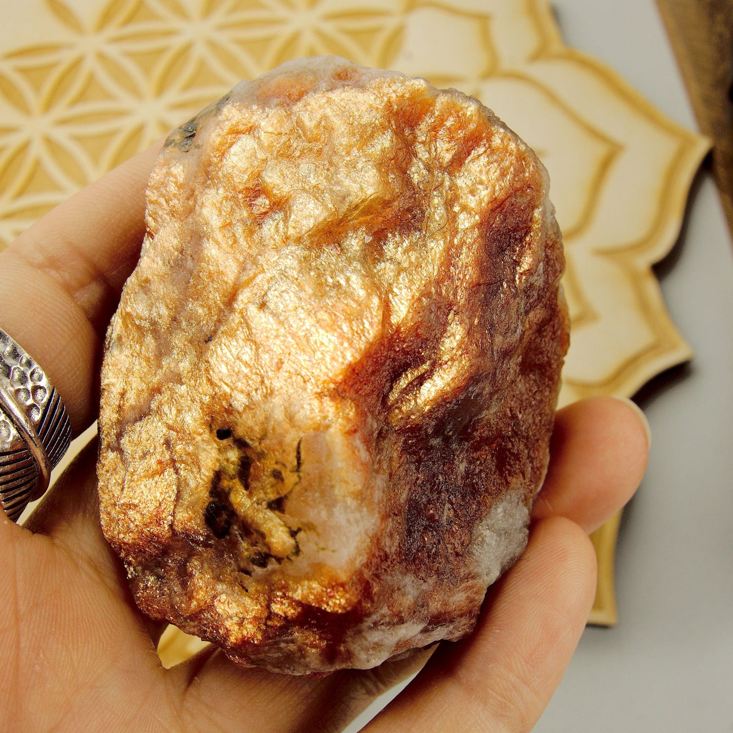  Chunky Extreme Flash Lava Gold Fire Orange Sunstone Raw Specimen From India