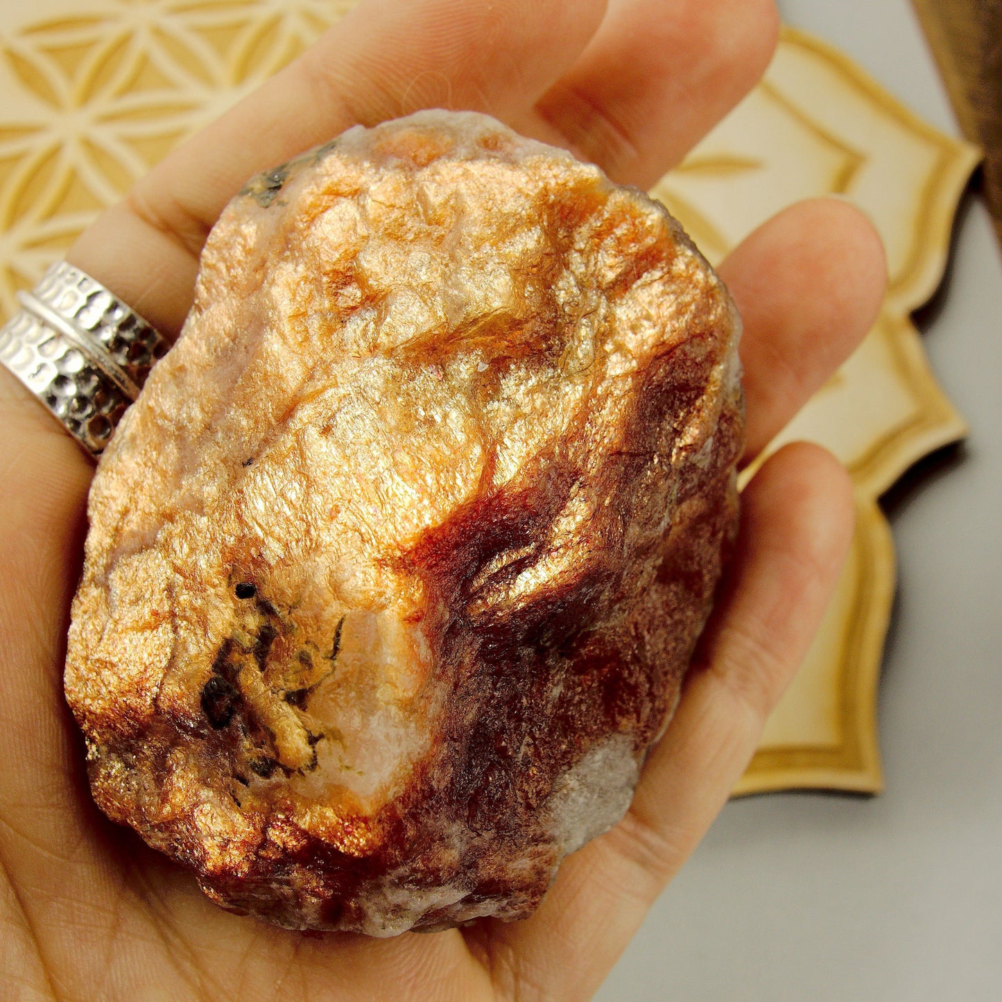  Chunky Extreme Flash Lava Gold Fire Orange Sunstone Raw Specimen From India
