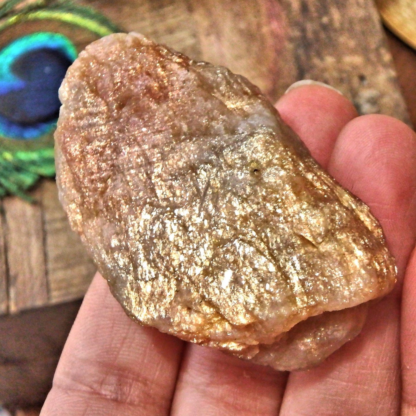  Deep Orange Sparkle Lava Golden Fire Raw Sunstone From India
