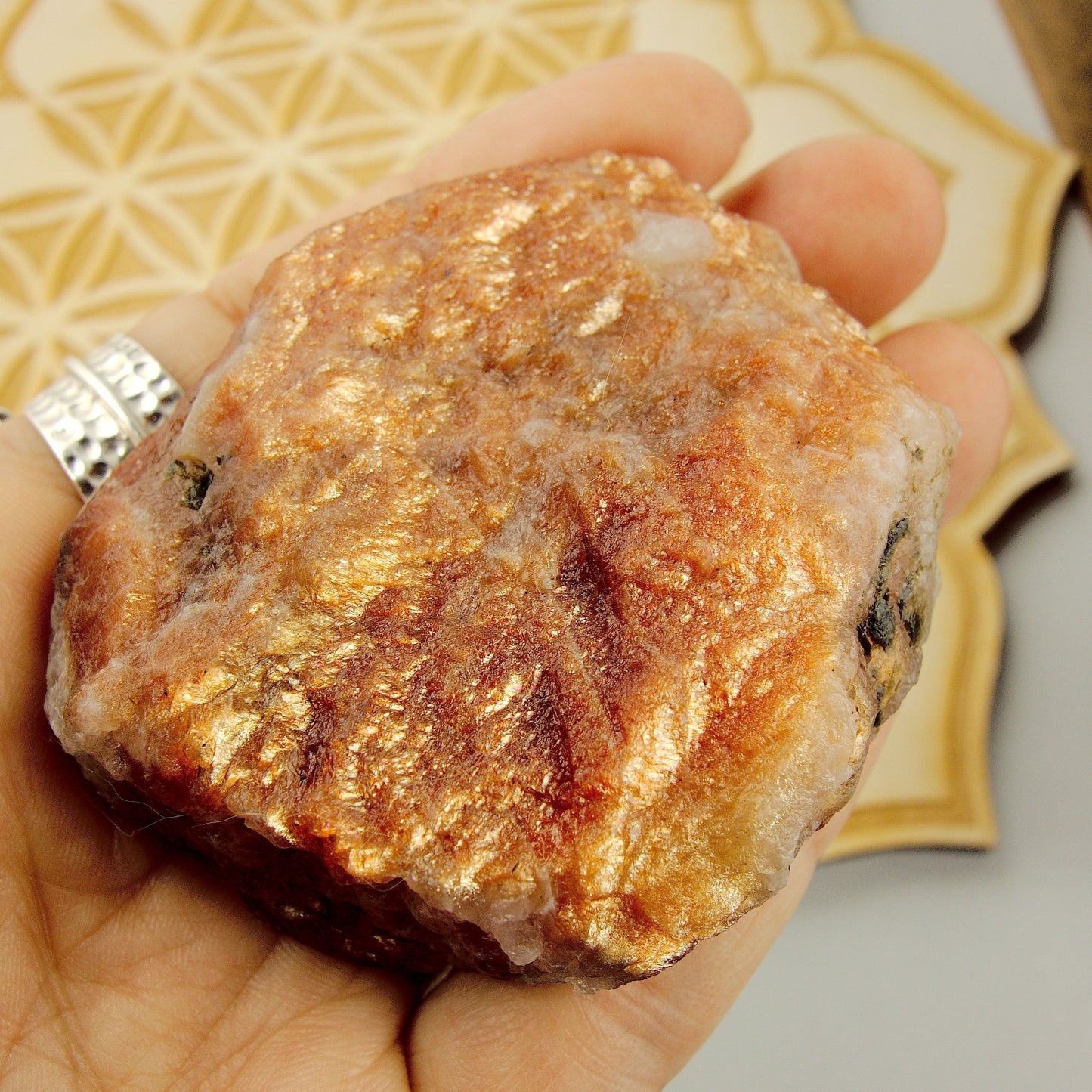  Chunky Extreme Flash Lava Gold Fire Orange Sunstone Raw Specimen From India