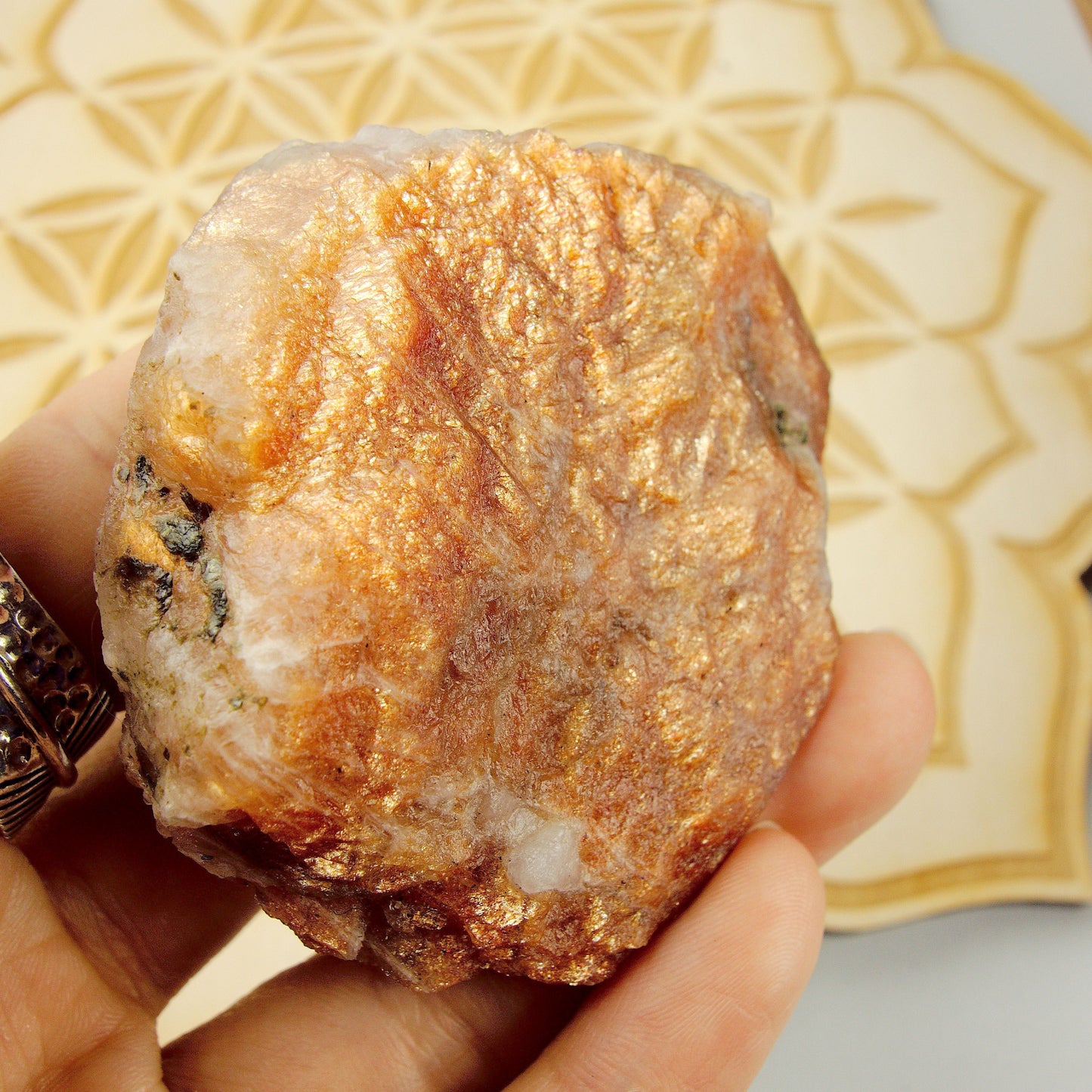  Chunky Extreme Flash Lava Gold Fire Orange Sunstone Raw Specimen From India