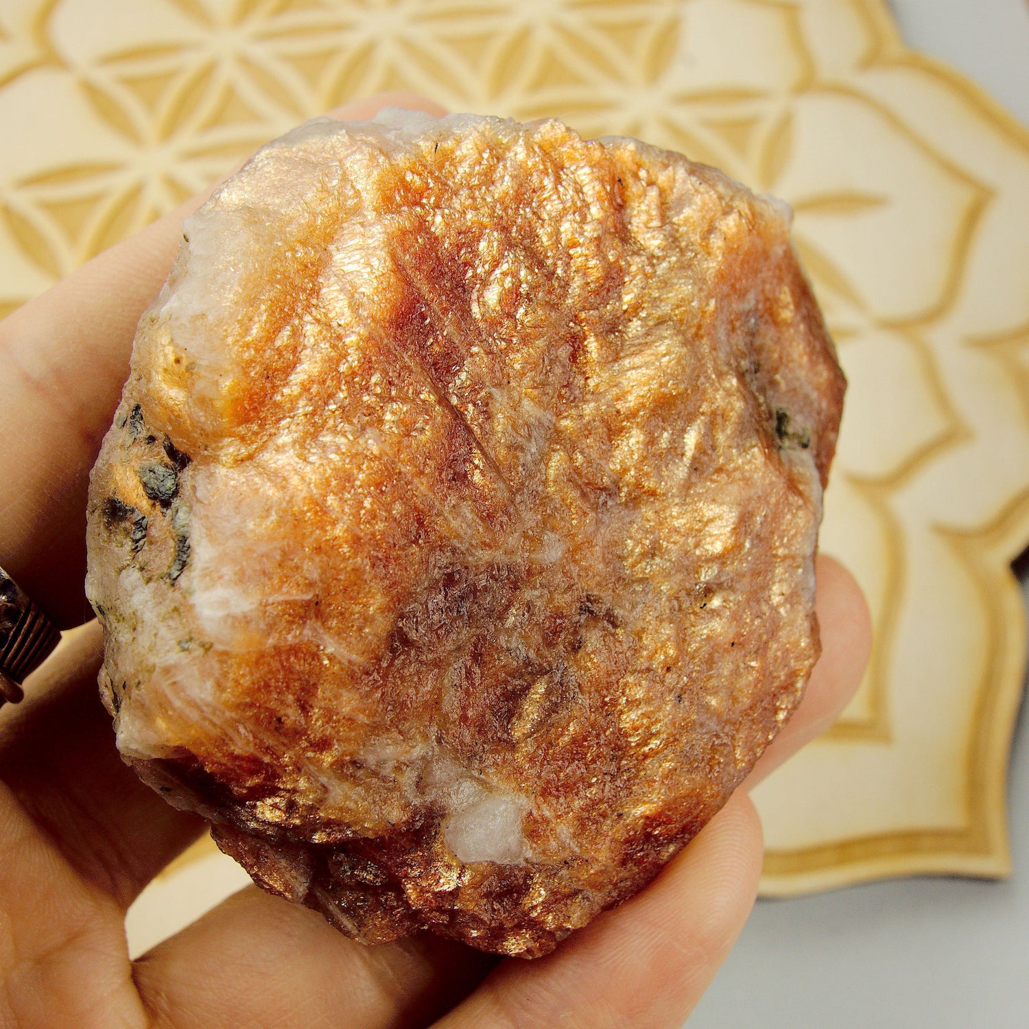  Chunky Extreme Flash Lava Gold Fire Orange Sunstone Raw Specimen From India