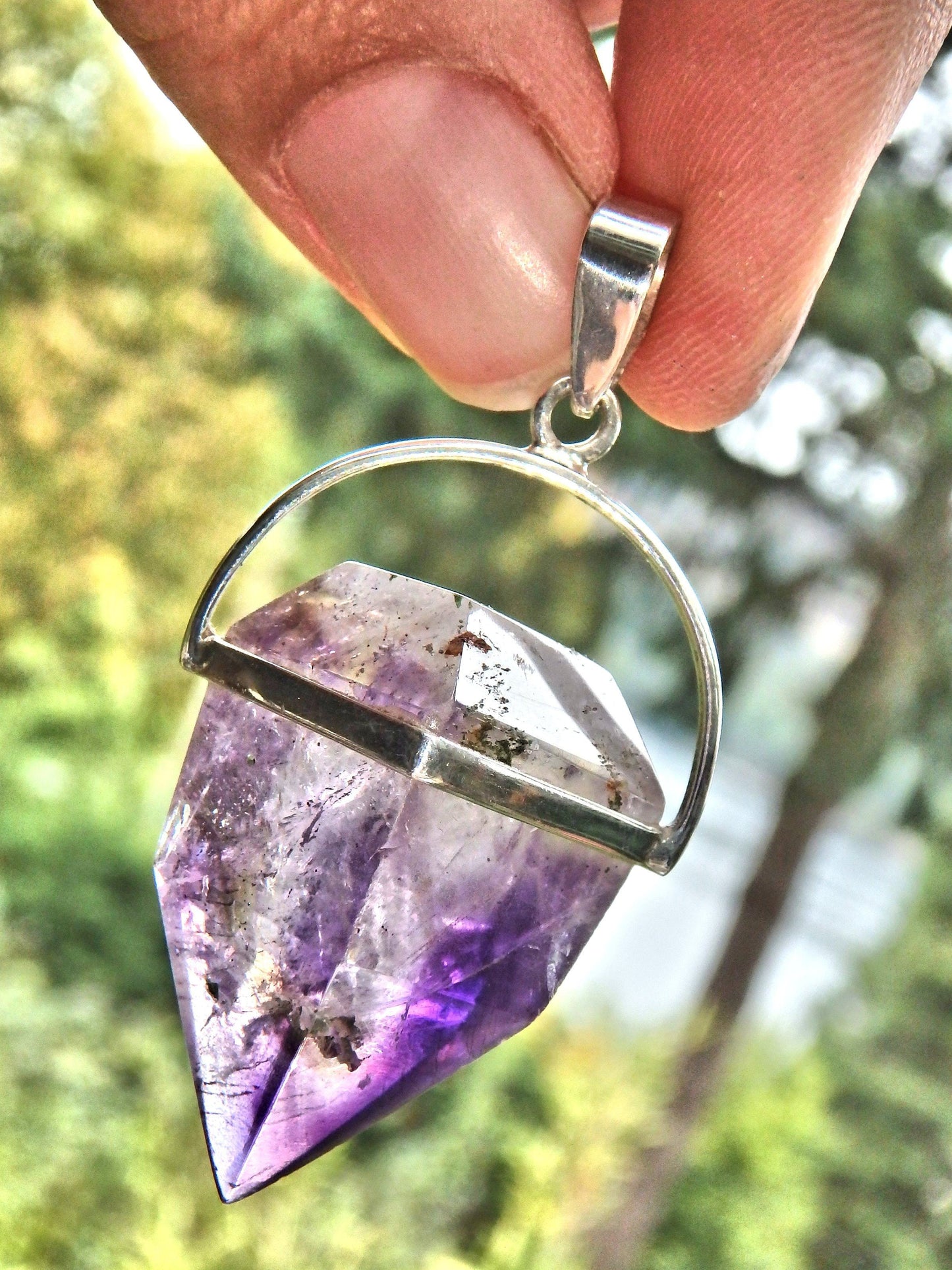  Deep Jelly Purple Super 7 Polished Pendant in Sterling Silver (Includes Silver Chain)1