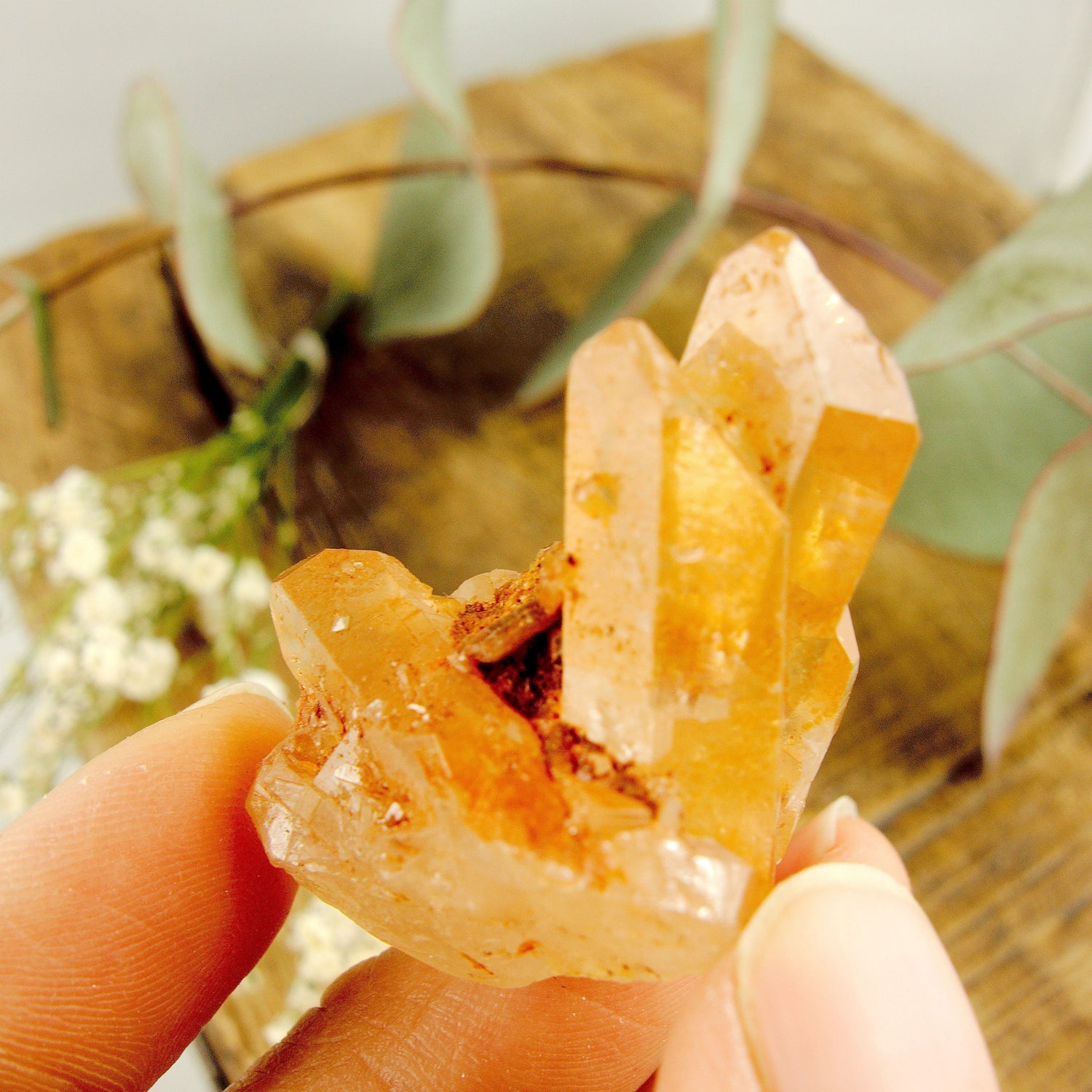  Adorable Dainty Tangerine Quartz Cluster From Brazil