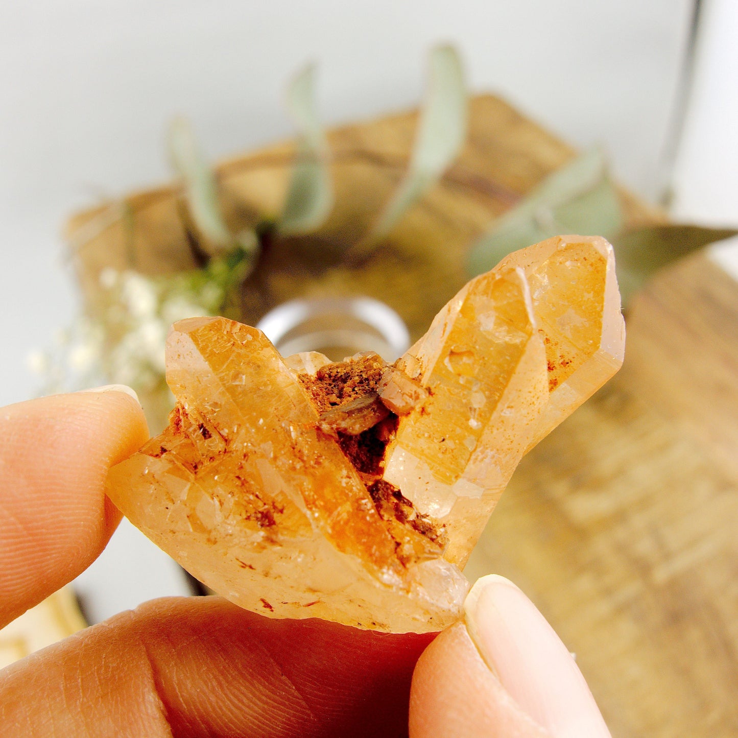  Adorable Dainty Tangerine Quartz Cluster From Brazil