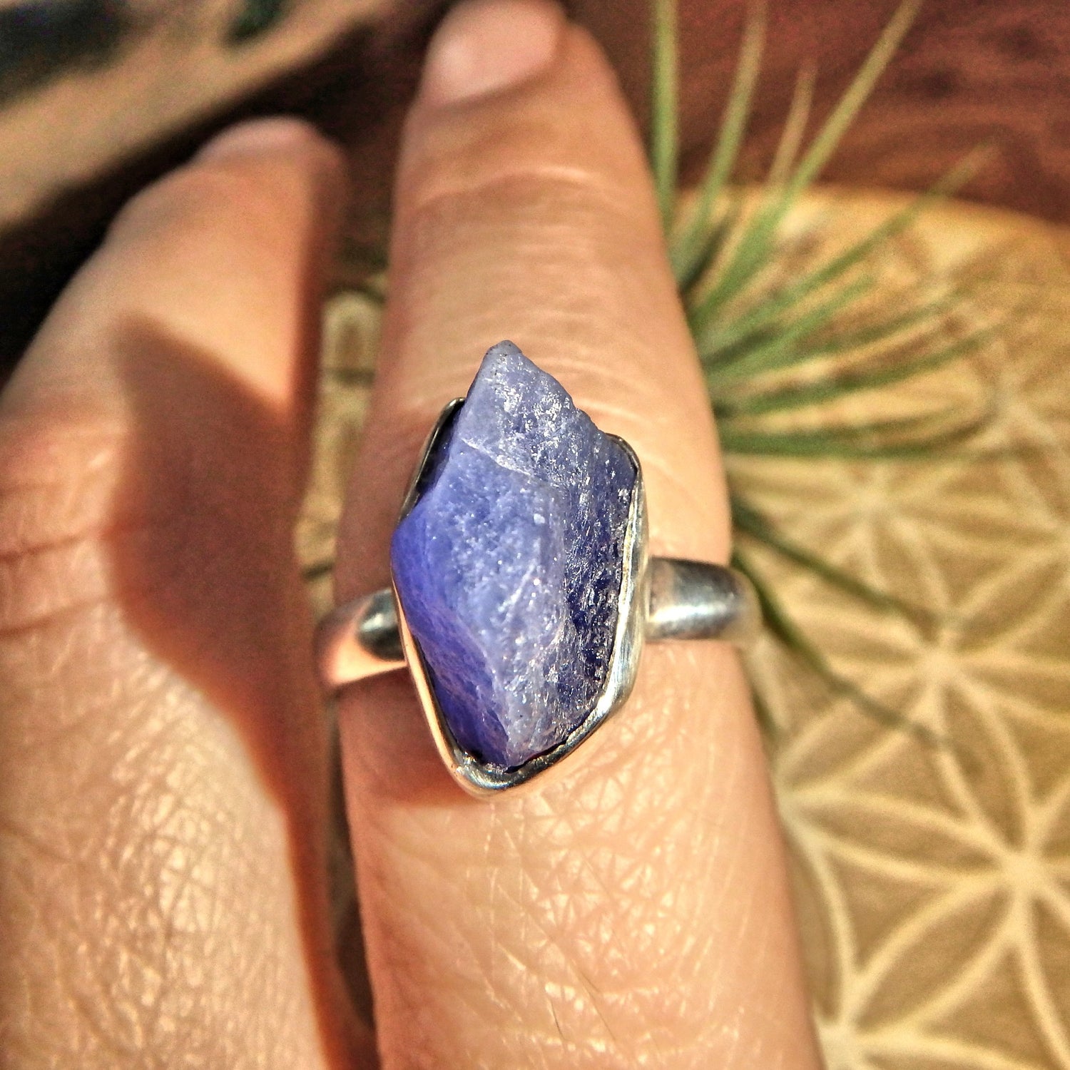 Healers Raw Tanzanite Sterling Silver Ring (Size 8) - Earth Family Crystals