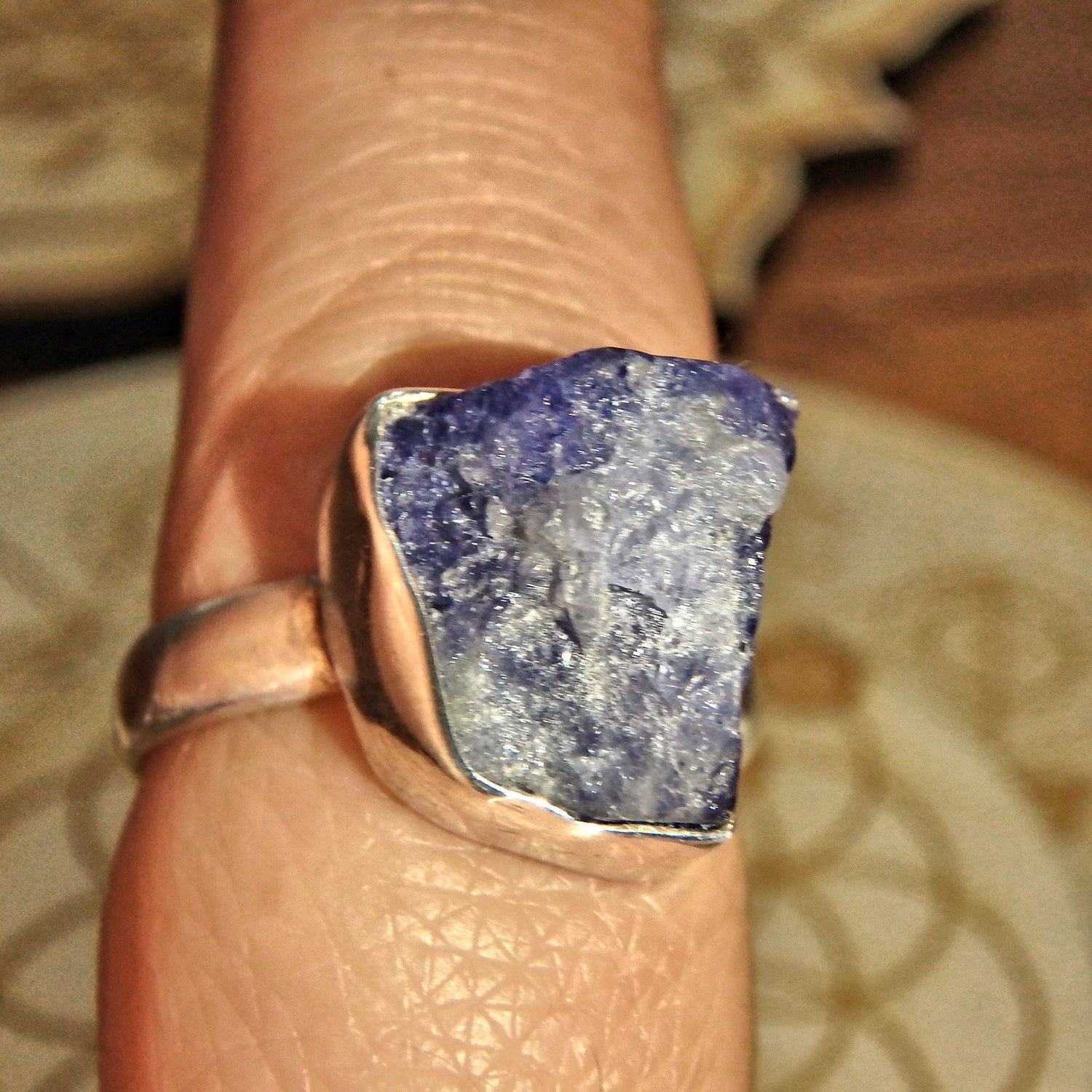Healers Raw Tanzanite Sterling Silver Ring (Size 7.5) - Earth Family Crystals