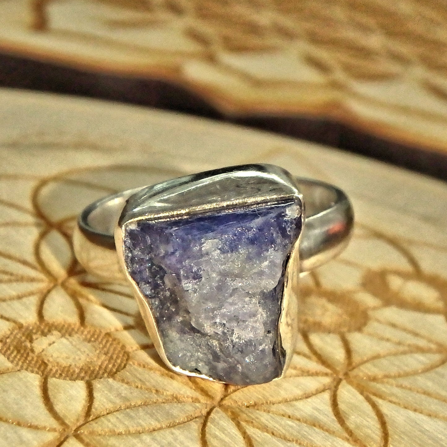 Healers Raw Tanzanite Sterling Silver Ring (Size 7.5) - Earth Family Crystals