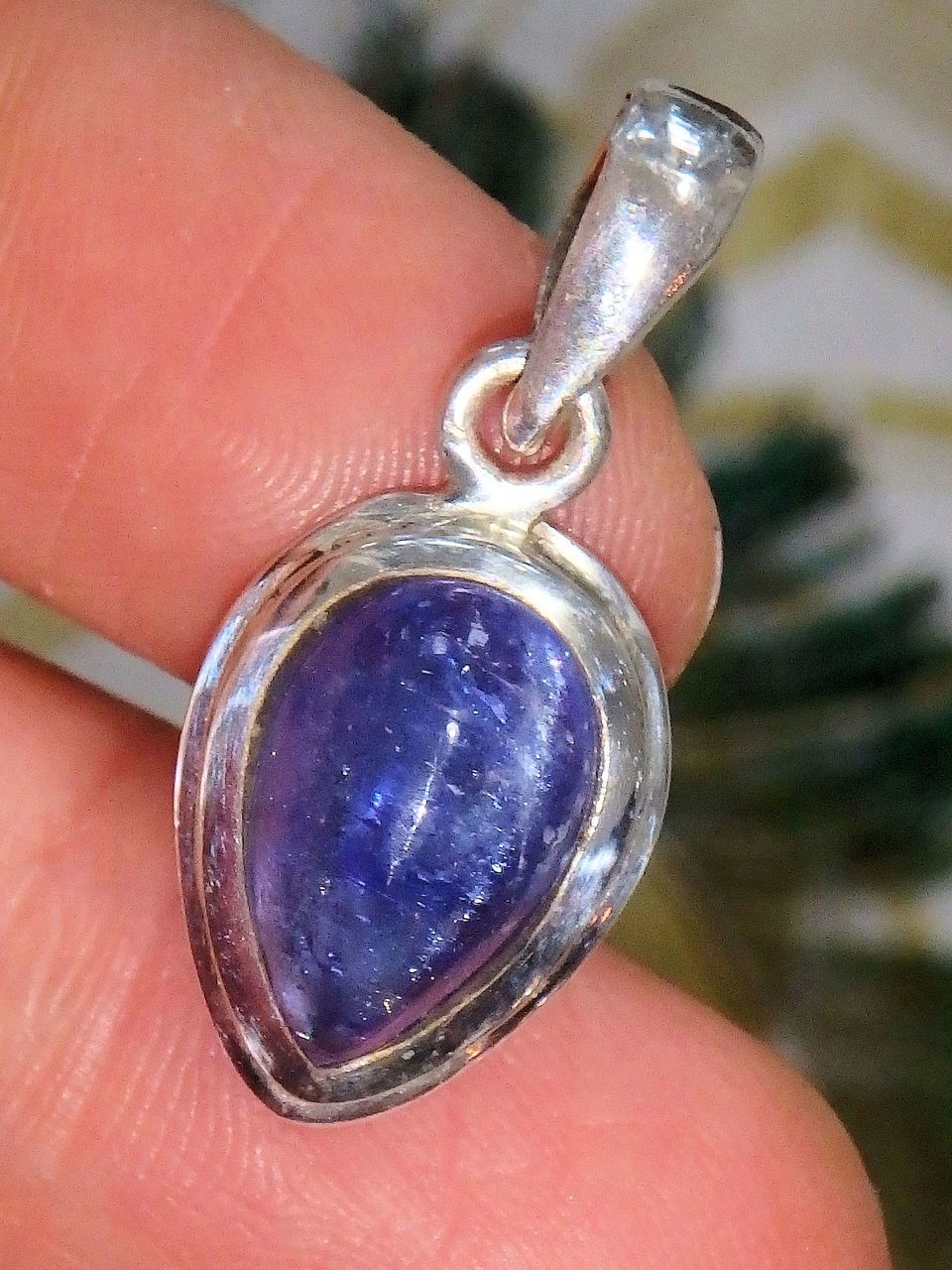 Lilac Glow Tanzanite Polished Pendant in Sterling Silver (Includes Silver Chain) - Earth Family Crystals