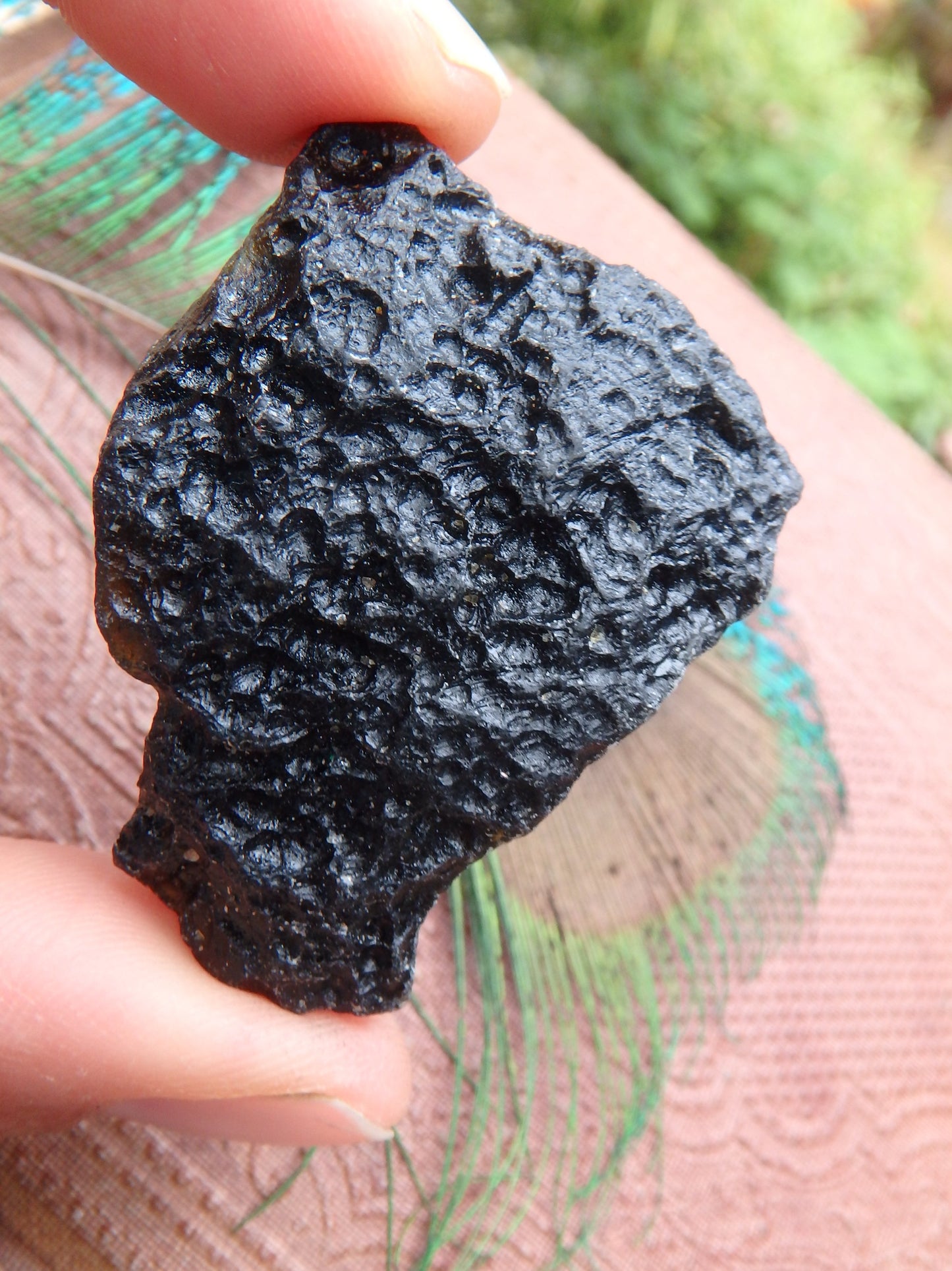 Natural Black Tektite Hand Held Specimen 1 - Earth Family Crystals