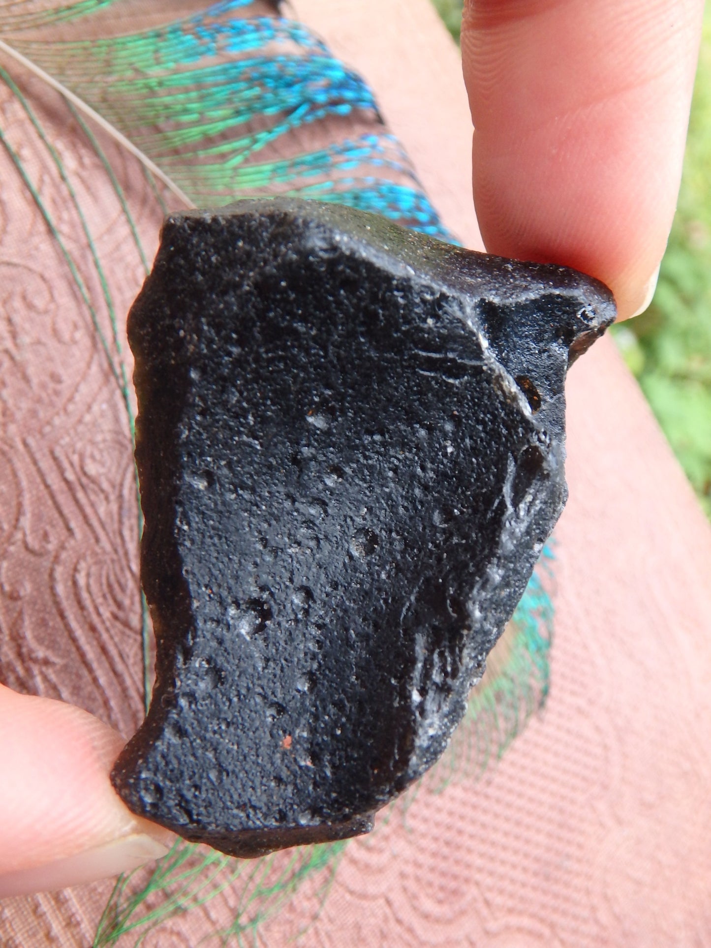 Natural Black Tektite Hand Held Specimen 1 - Earth Family Crystals