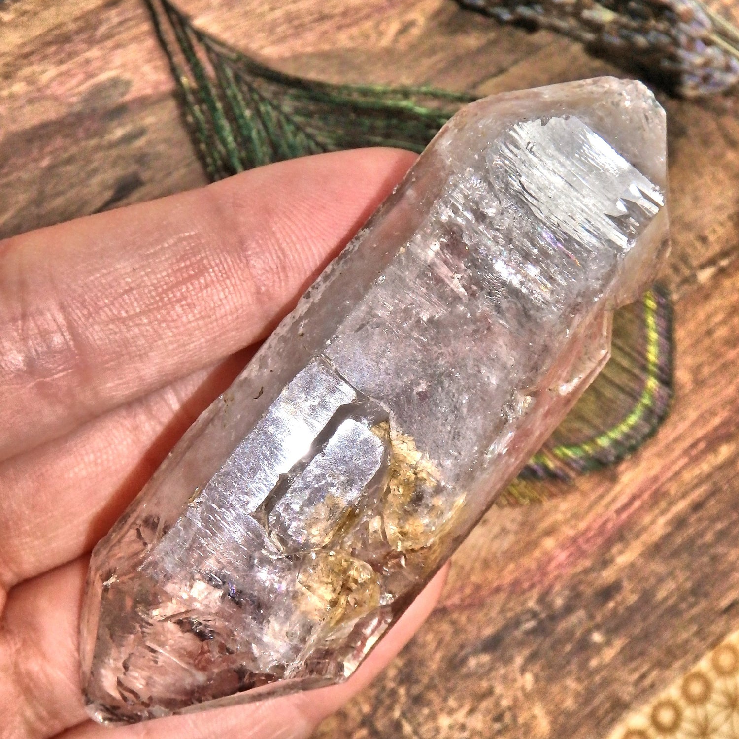 Moving Water Bubble Double Terminated Tibetan Point With Baby Point Inclusion - Earth Family Crystals