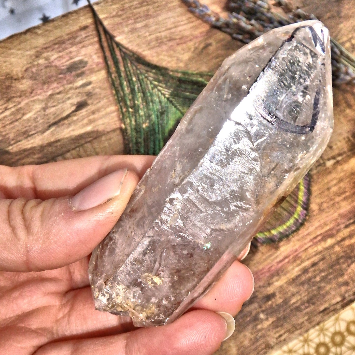 Moving Water Bubble Double Terminated Tibetan Point With Baby Point Inclusion - Earth Family Crystals
