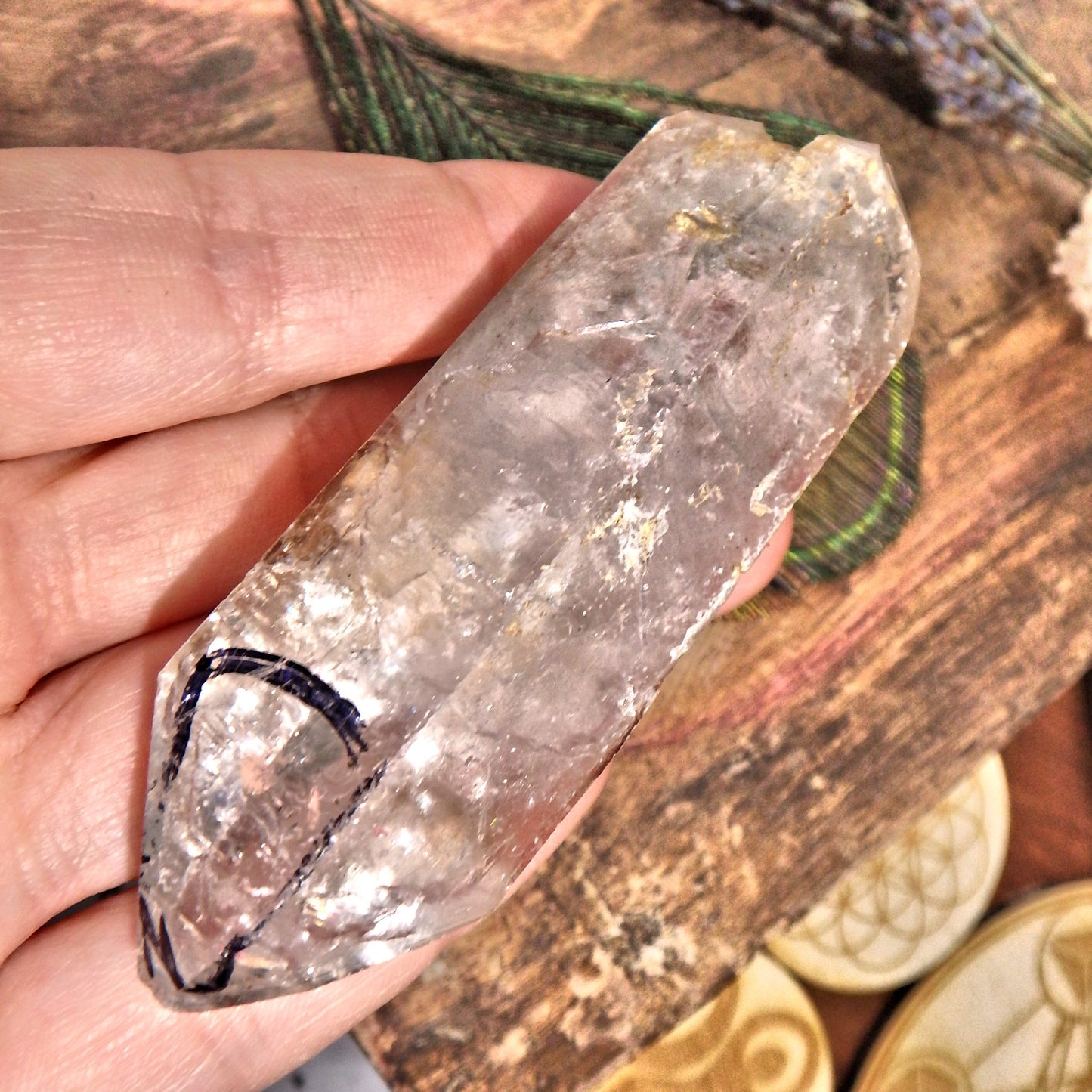 Moving Water Bubble Double Terminated Tibetan Point With Baby Point Inclusion - Earth Family Crystals