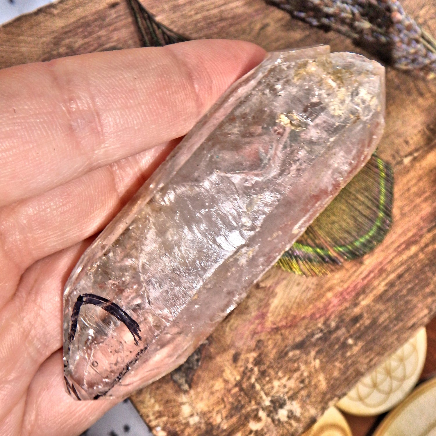 Moving Water Bubble Double Terminated Tibetan Point With Baby Point Inclusion - Earth Family Crystals