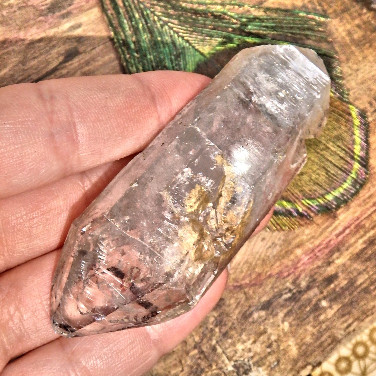 Moving Water Bubble Double Terminated Tibetan Point With Baby Point Inclusion - Earth Family Crystals
