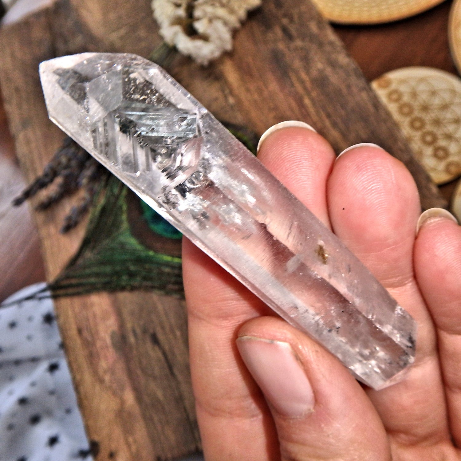 Natural Key Hole Inclusions DT Tibetan Quartz Point - Earth Family Crystals