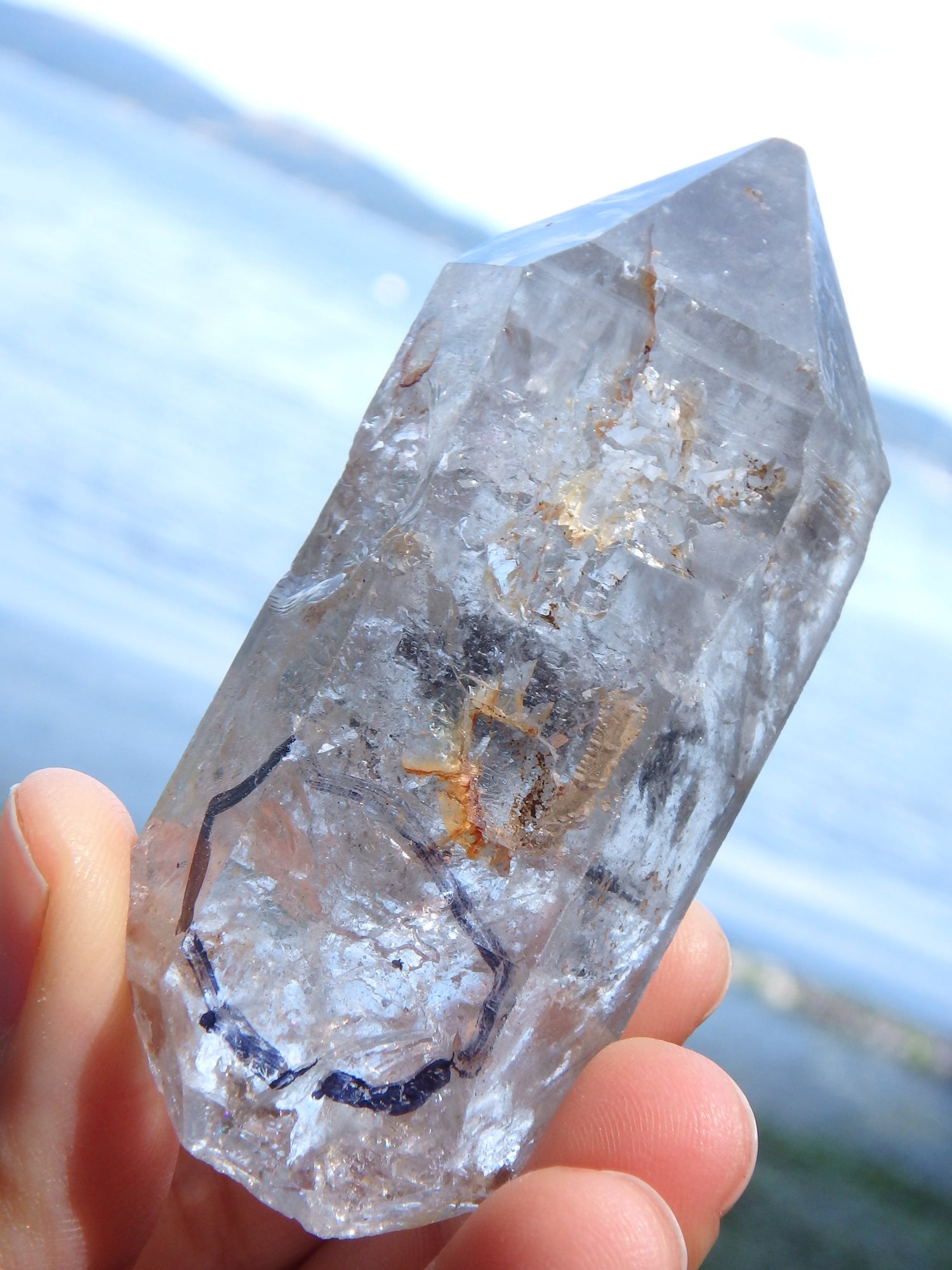 Moving Black Water Fragment Tibetan Quartz Natural Point - Earth Family Crystals