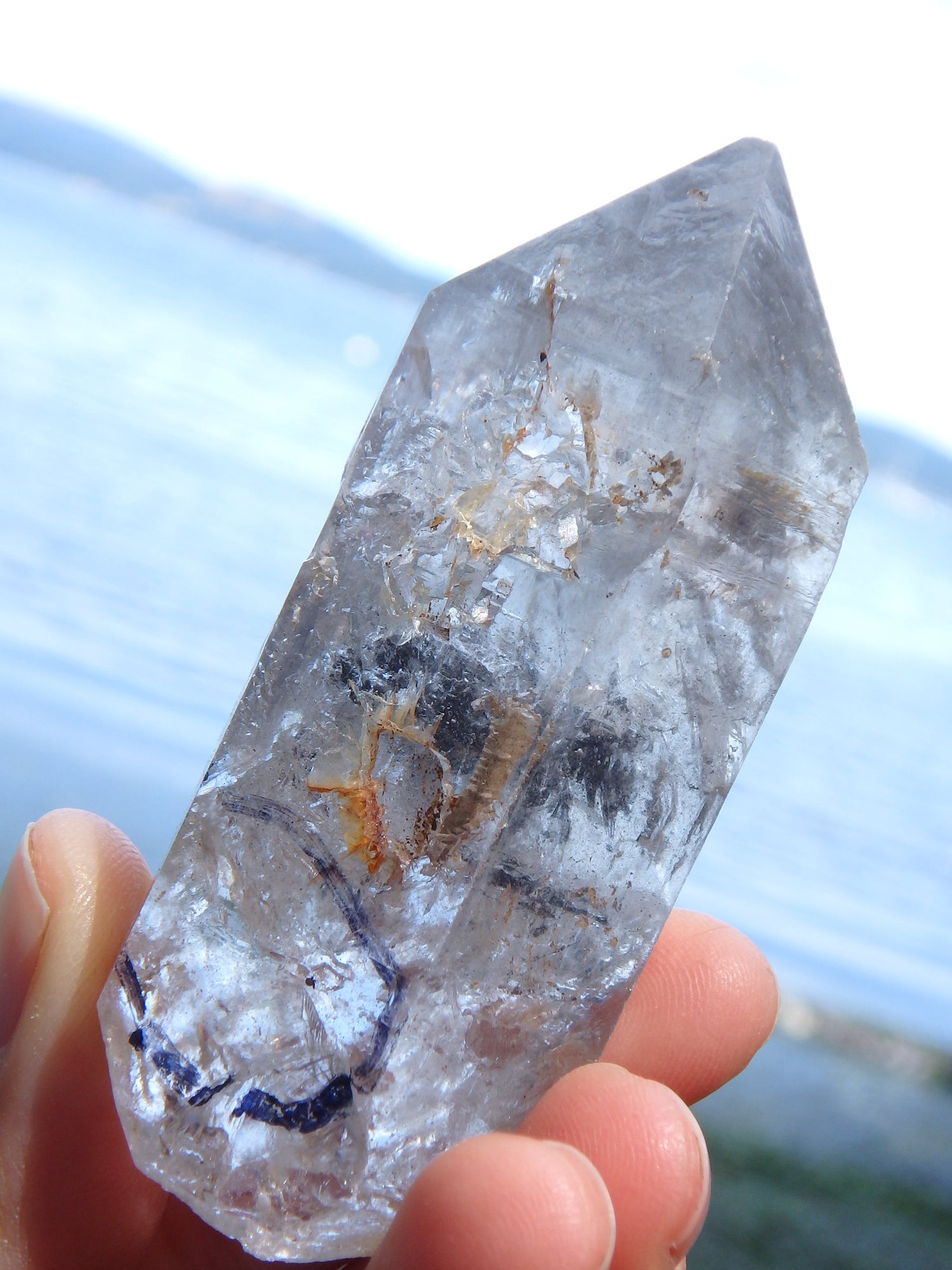 Moving Black Water Fragment Tibetan Quartz Natural Point - Earth Family Crystals