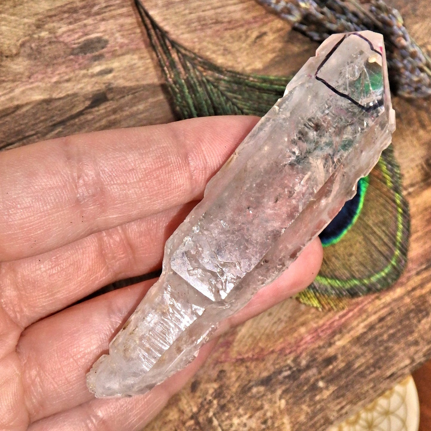 Huge Moving Water Bubble Earth etched Sceptre Tibetan Quartz Point