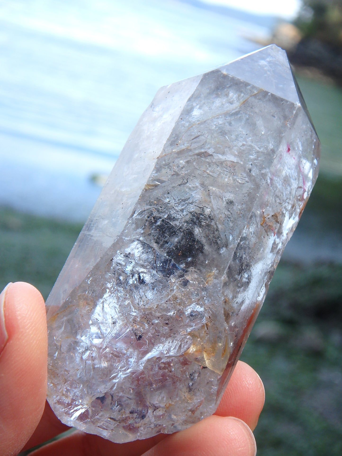 Moving Black Water Fragment Tibetan Quartz Natural Point - Earth Family Crystals