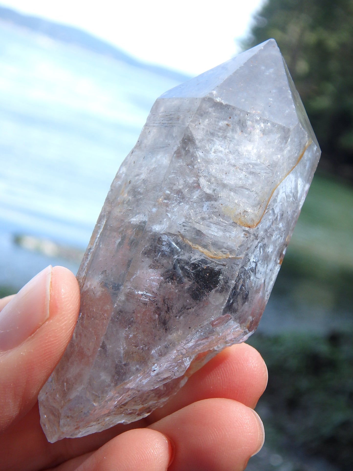 Moving Black Water Fragment Tibetan Quartz Natural Point - Earth Family Crystals