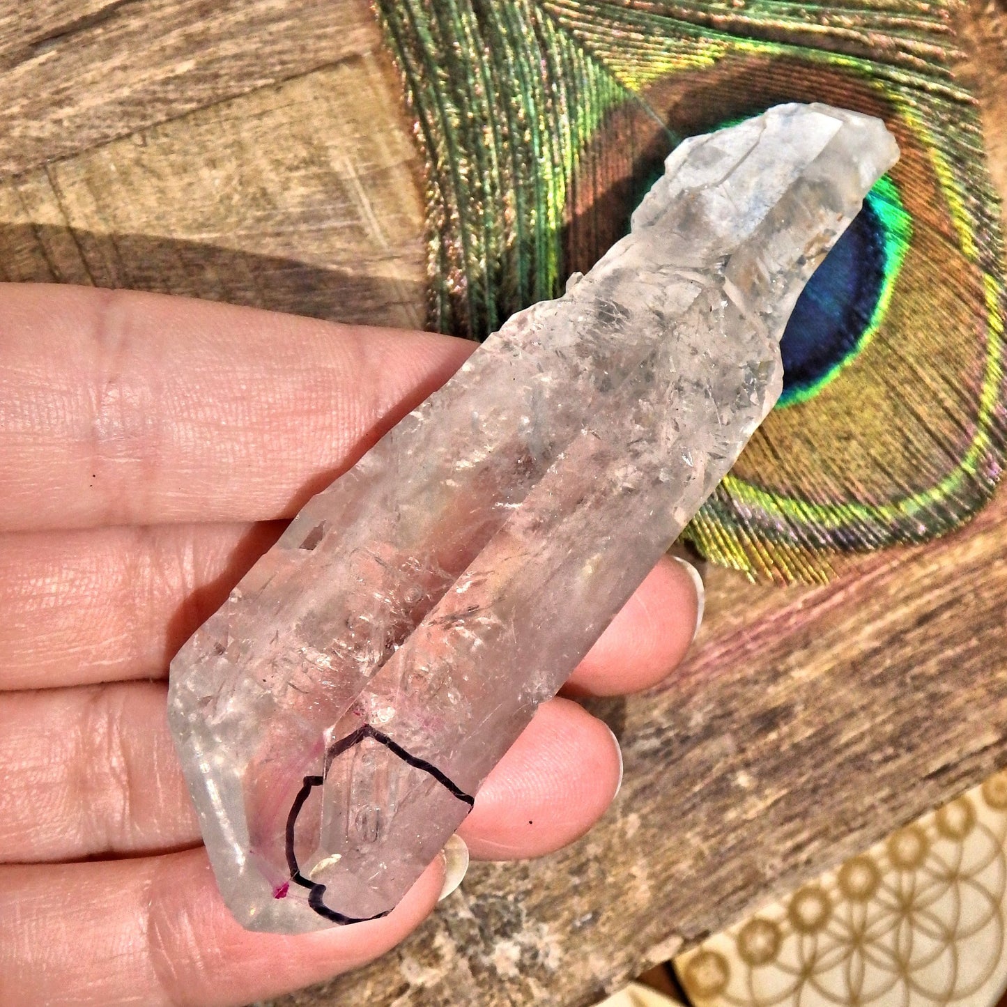 Huge Moving Water Bubble Earth etched Sceptre Tibetan Quartz Point