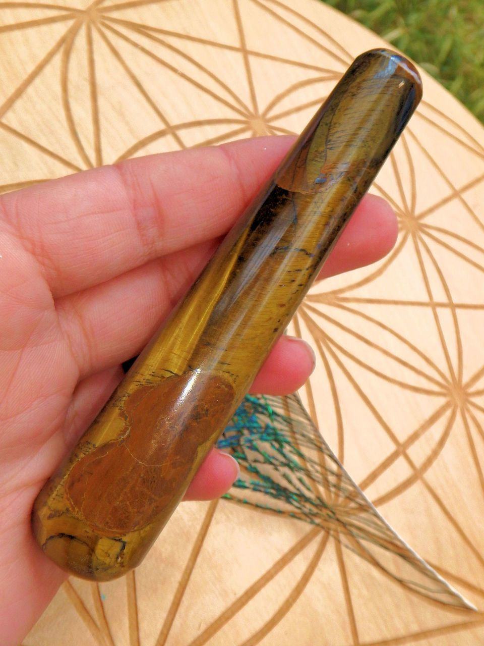  Captivating Golden Sheen Tiger Eye Wand Carving 3