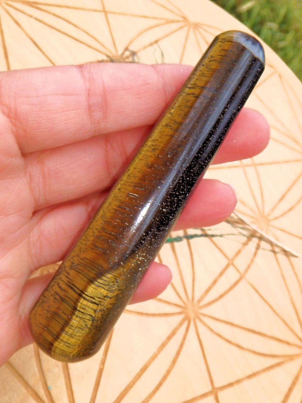  Captivating Golden Sheen Tiger Eye Wand Carving 1
