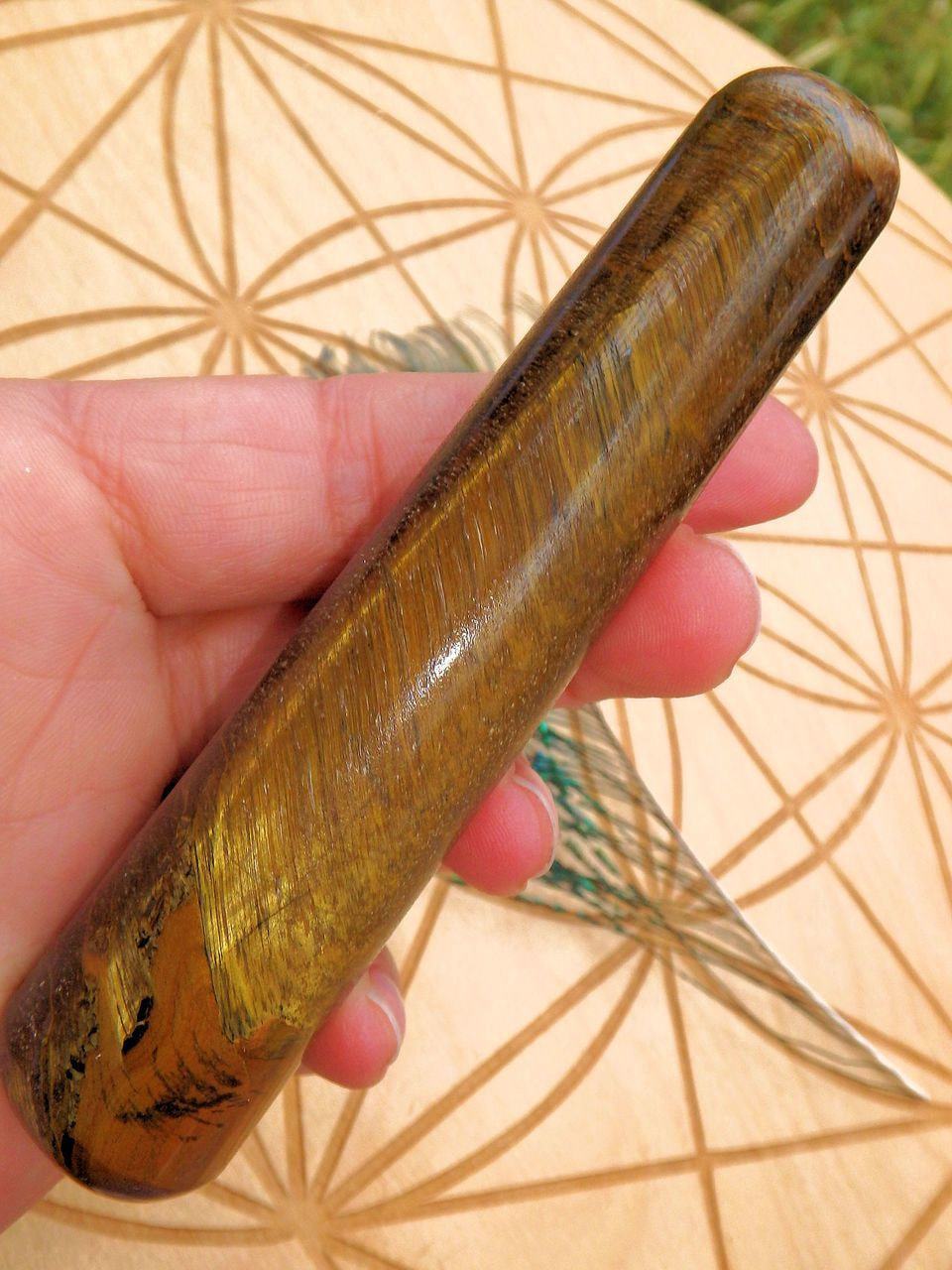  Captivating Golden Sheen Tiger Eye Wand Carving 2
