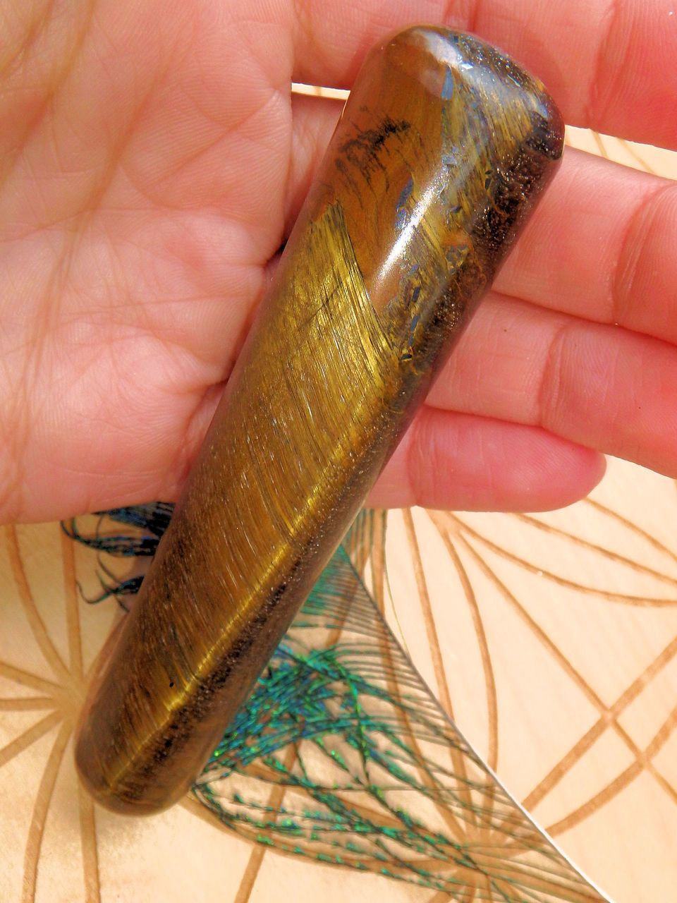 Captivating Golden Sheen Tiger Eye Wand Carving 2