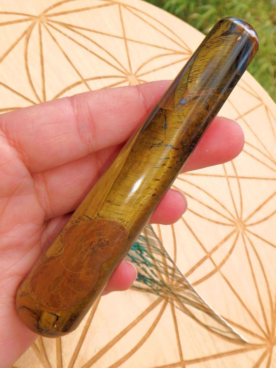  Captivating Golden Sheen Tiger Eye Wand Carving 3