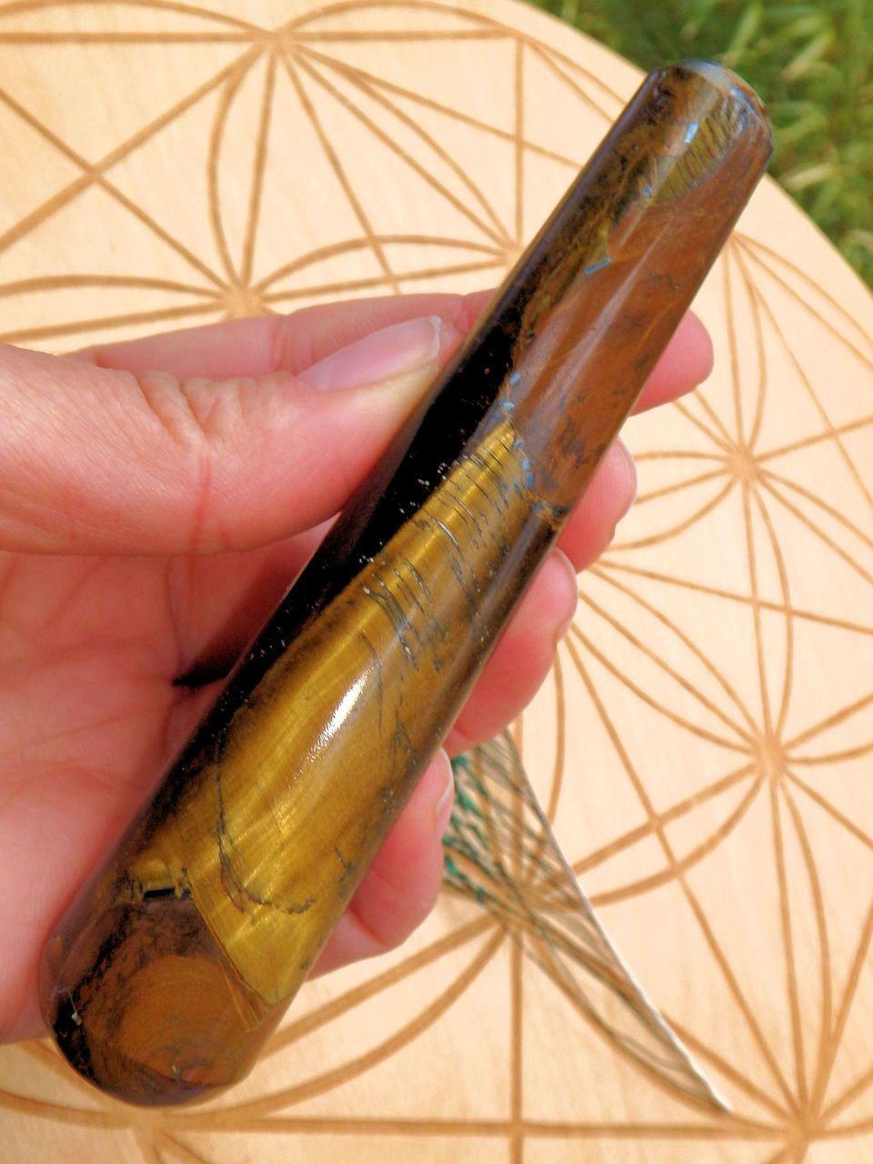  Captivating Golden Sheen Tiger Eye Wand Carving 3