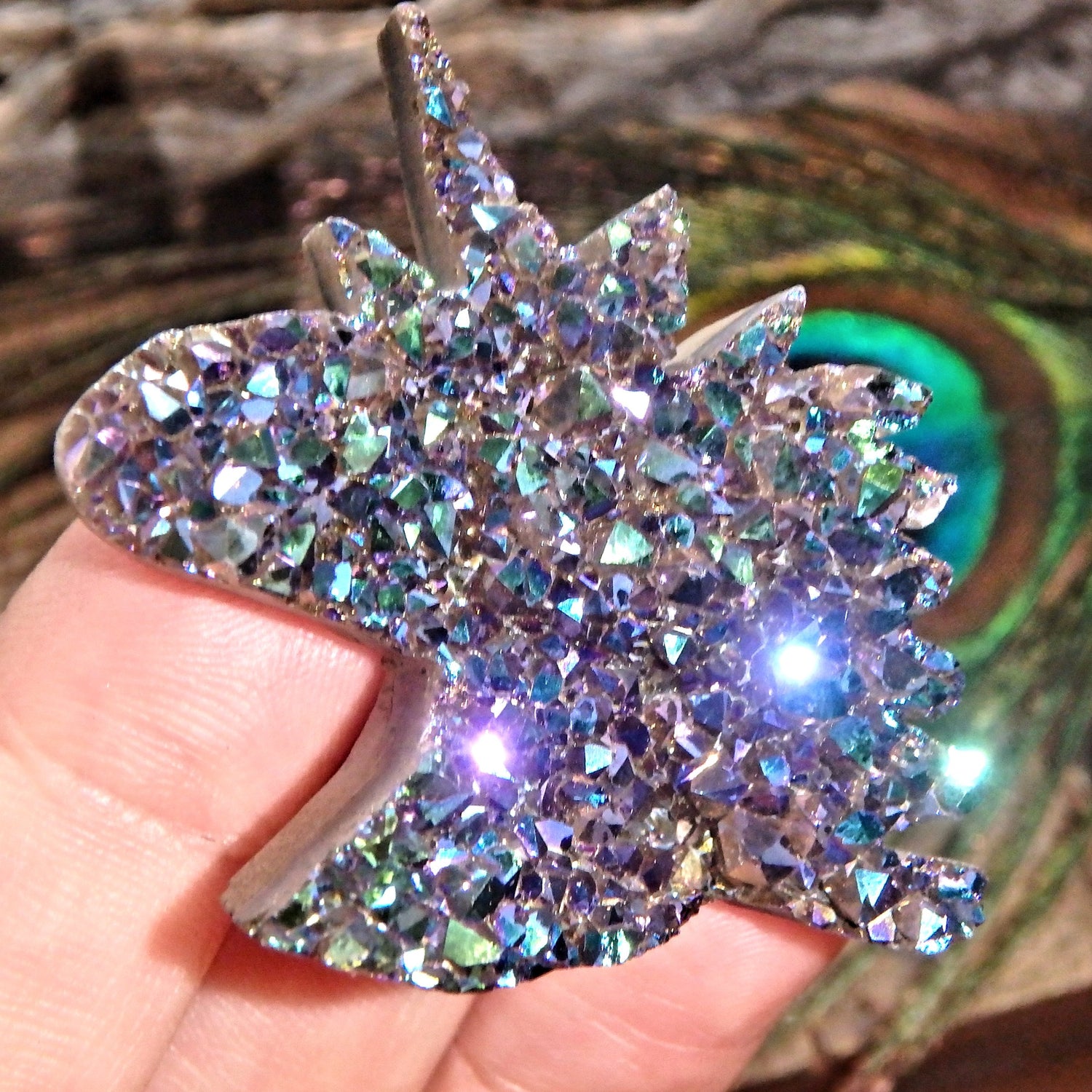 Magical Titanium Infused Aura Druzy Unicorn Carving Specimen 1 - Earth Family Crystals