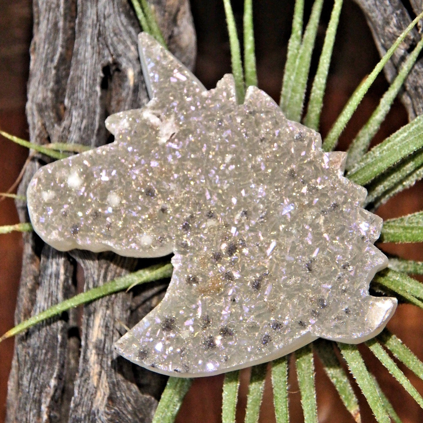  Angelic Angel Aura Infused Aura Druzy Unicorn Carving Specimen
