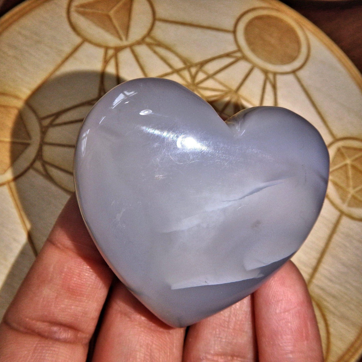  2 Sided Beauty~Silver Geode Druzy & Agate Heart Carving