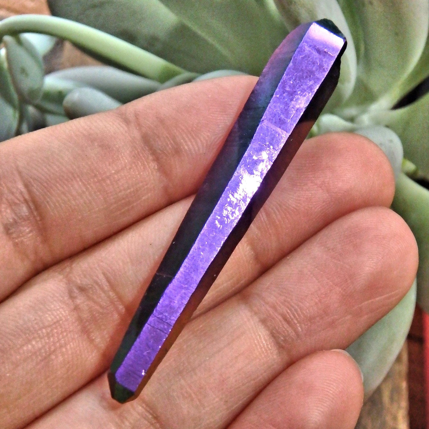  Double Terminated Rainbow Titanium Quartz Colombian Lemurian Point With Self Healing 1