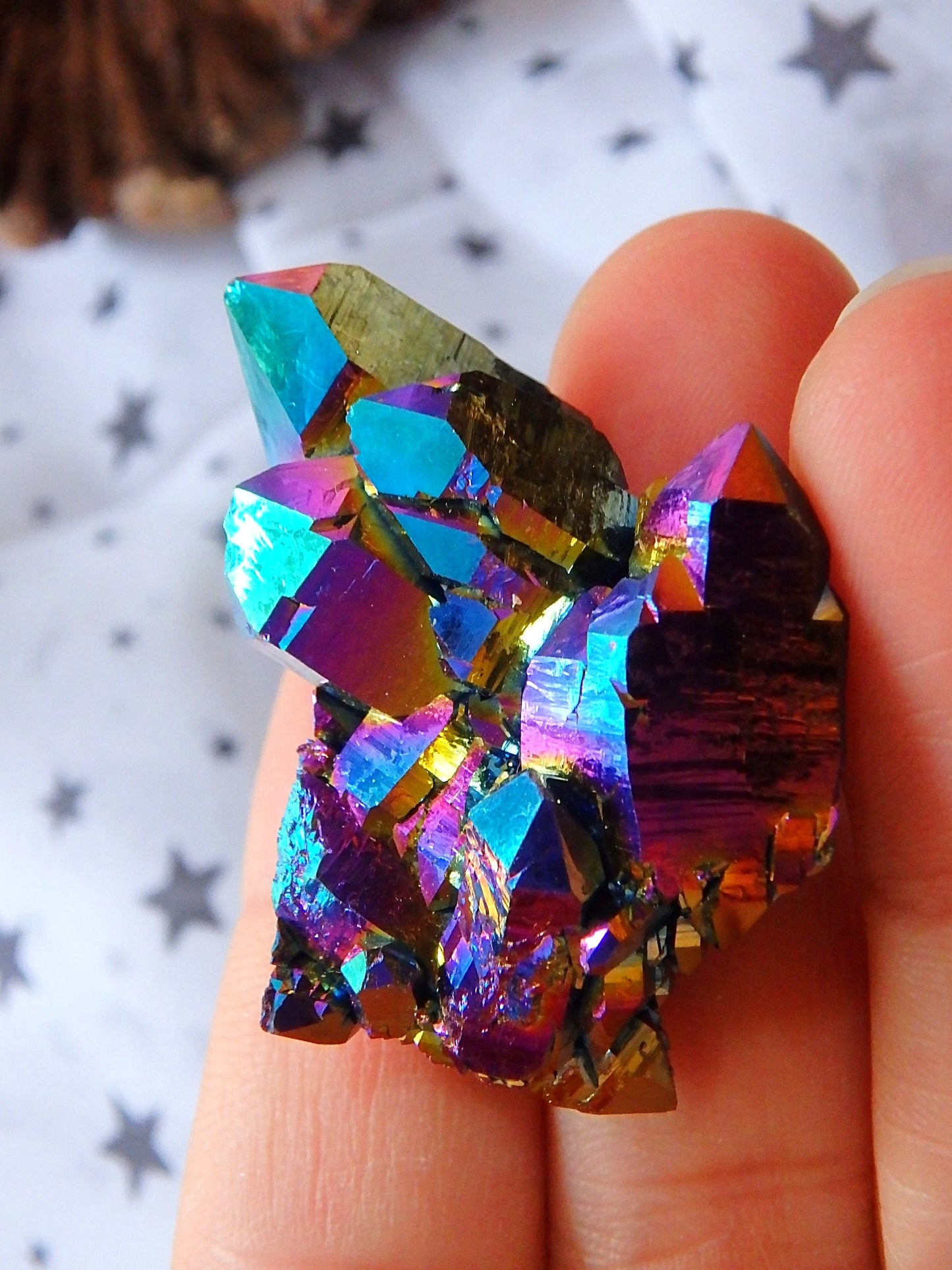 Glimmering Spaceship Cluster of Titanium Quartz From Arkansas - Earth Family Crystals