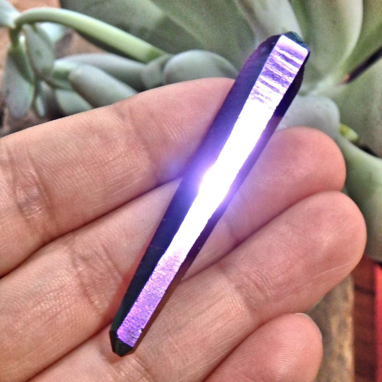  Double Terminated Rainbow Titanium Quartz Colombian Lemurian Point With Self Healing 1