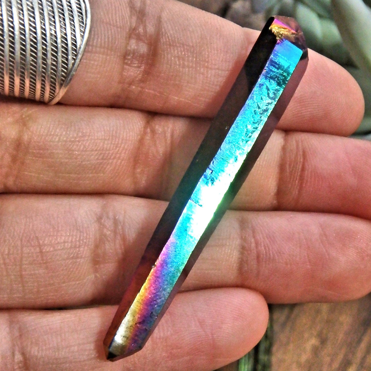  Double Terminated Rainbow Titanium Quartz Colombian Lemurian Point With Self Healing 1