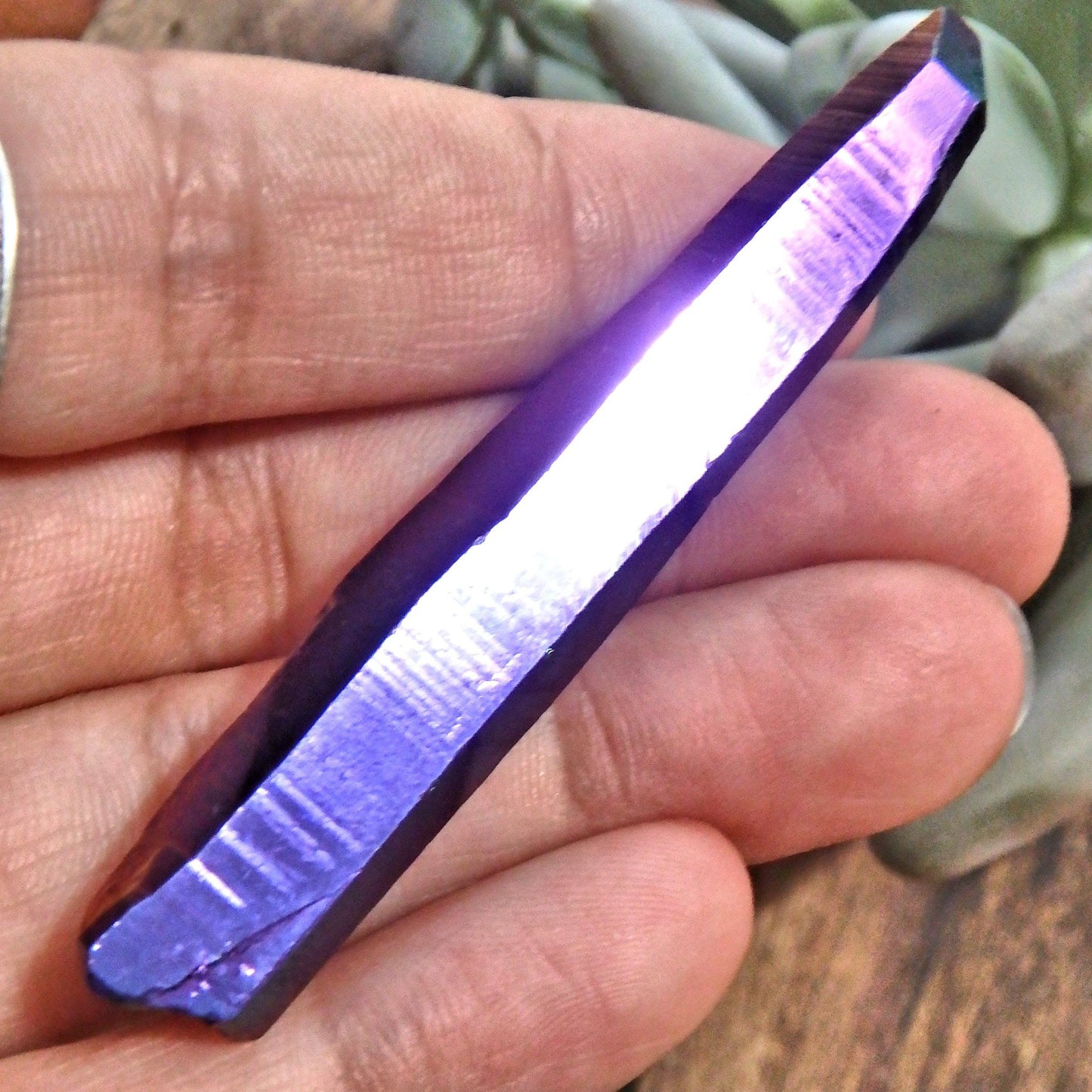  Double Terminated Rainbow Titanium Quartz Colombian Lemurian Point With Self Healing 2