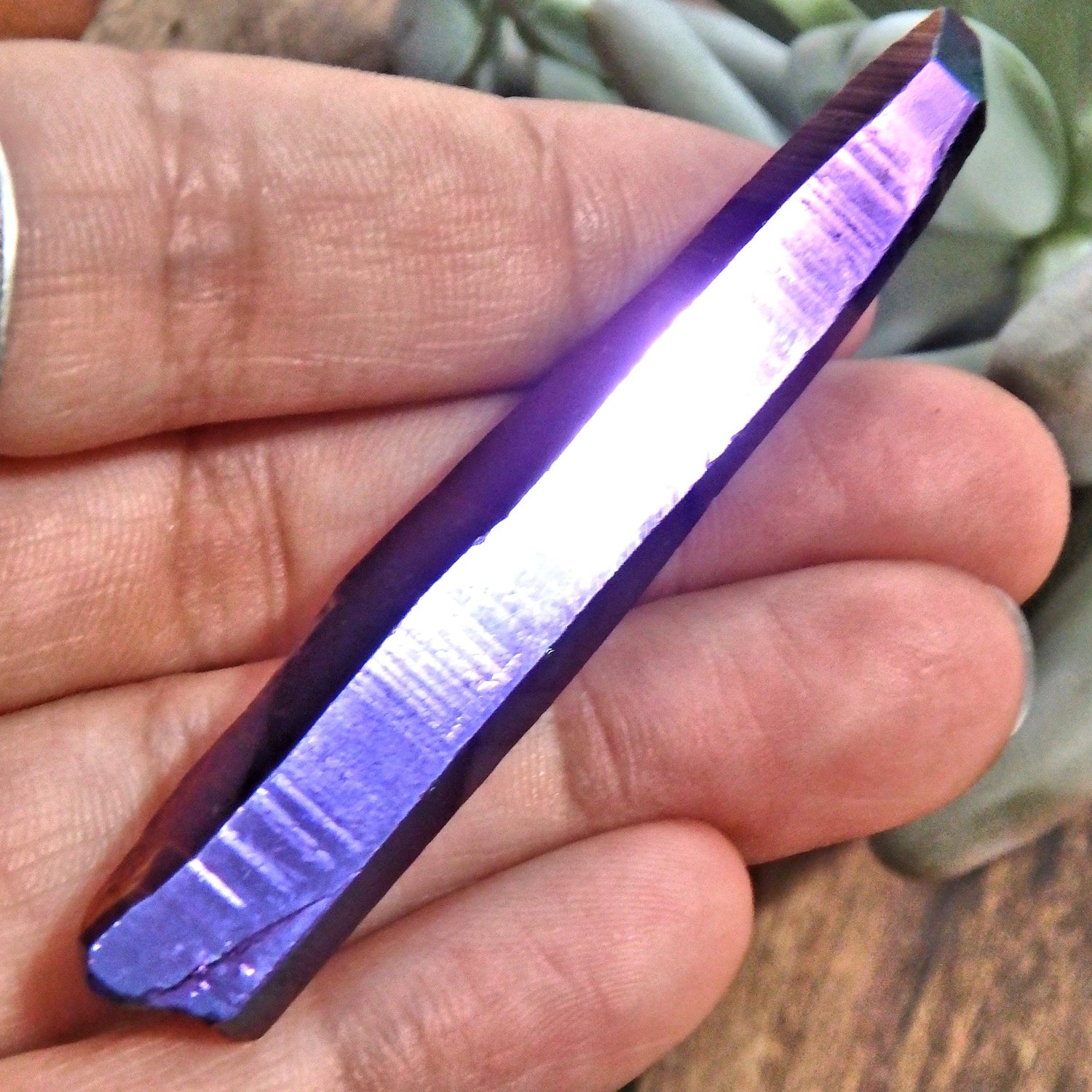  Double Terminated Rainbow Titanium Quartz Colombian Lemurian Point With Self Healing 2