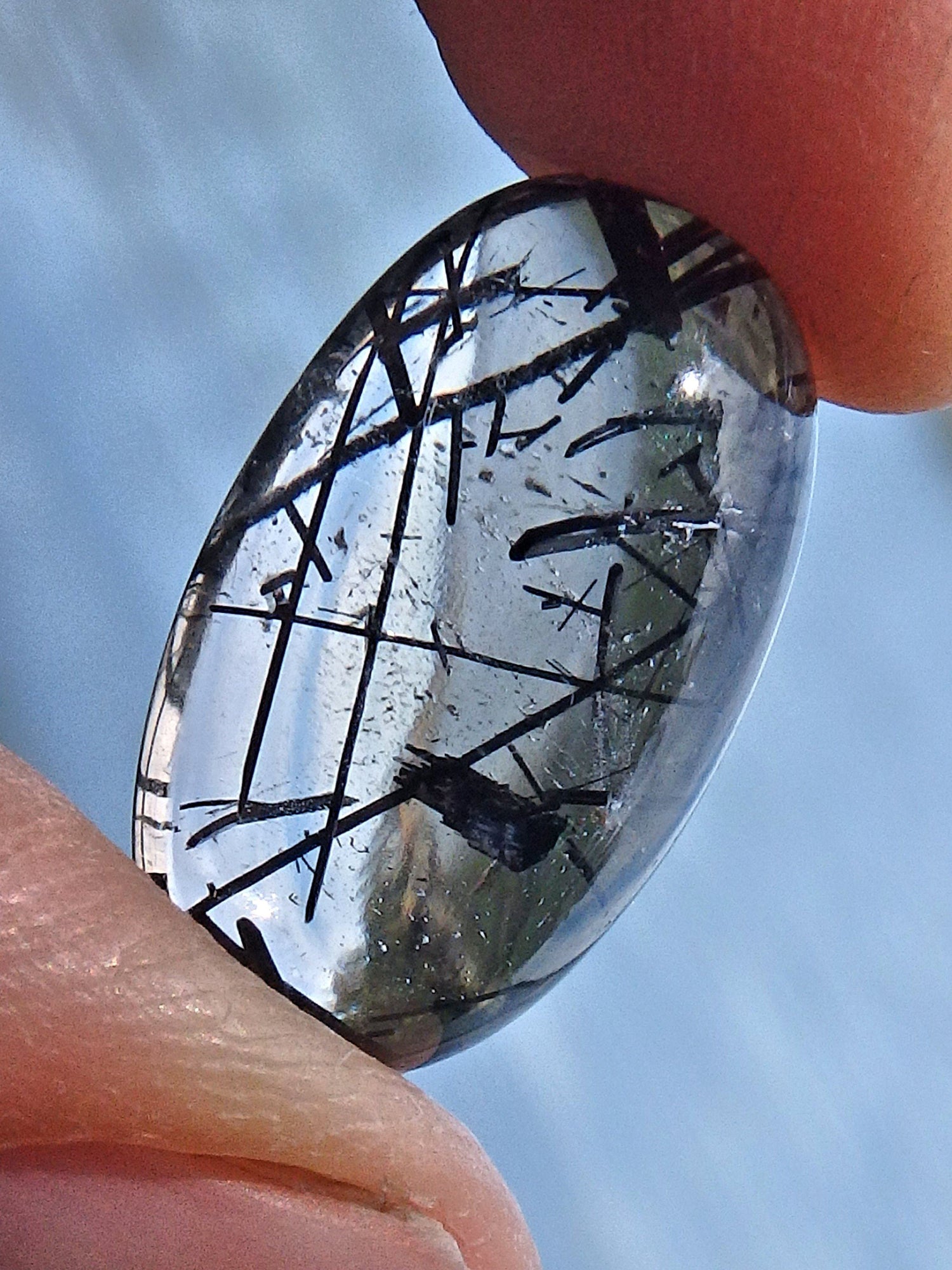  Brilliant Tourmalated Quartz Cabochon in Collectors Box (Perfect to Make Jewelry)