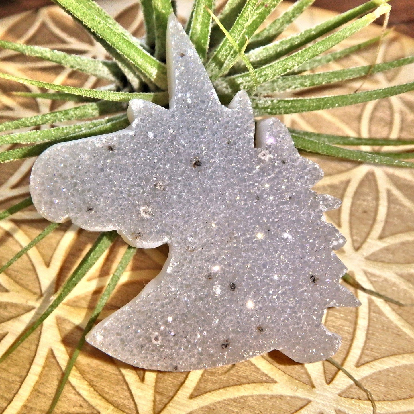  Angel Aura Sparkle Quartz Unicorn Carving Specimen