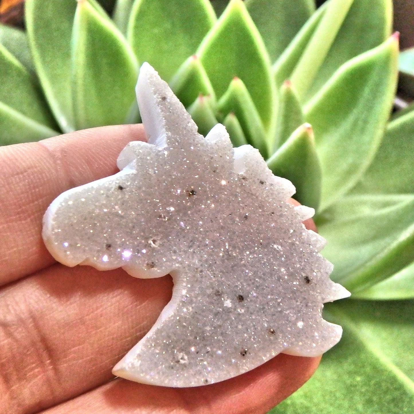  Angel Aura Sparkle Quartz Unicorn Carving Specimen