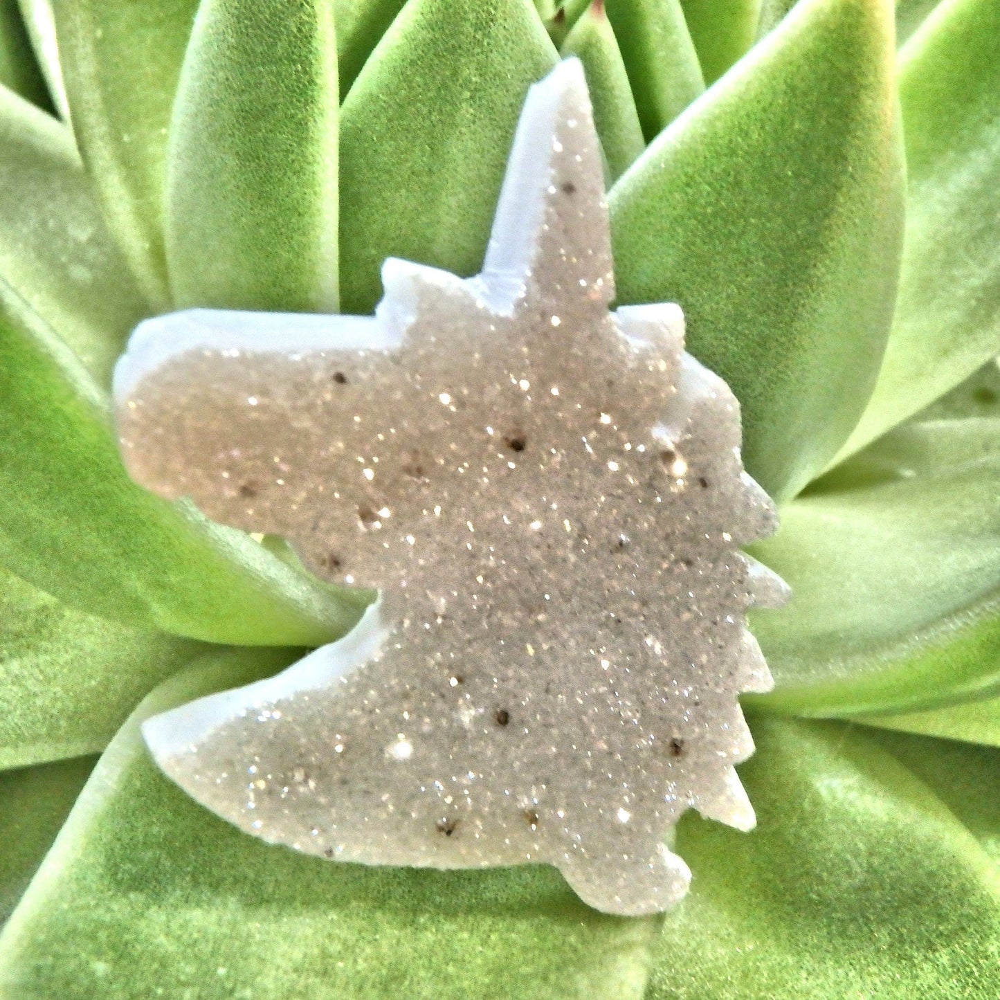  Angel Aura Sparkle Quartz Unicorn Carving Specimen
