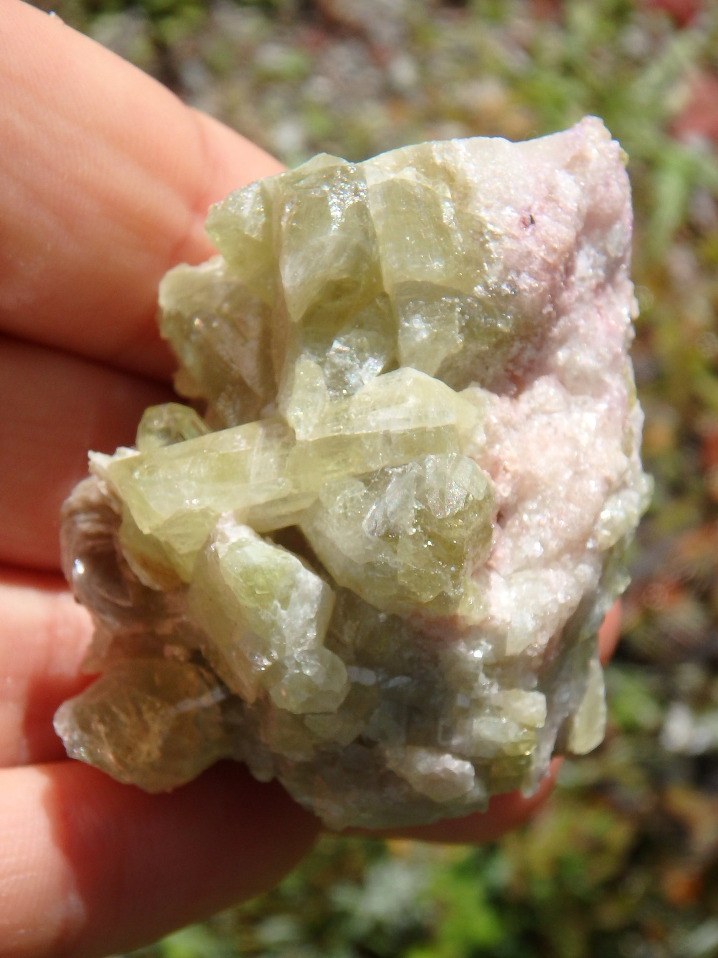 Large Lime Green Points Lavender Inclusions & Caves Vesuvanite From Quebec, Canada - Earth Family Crystals