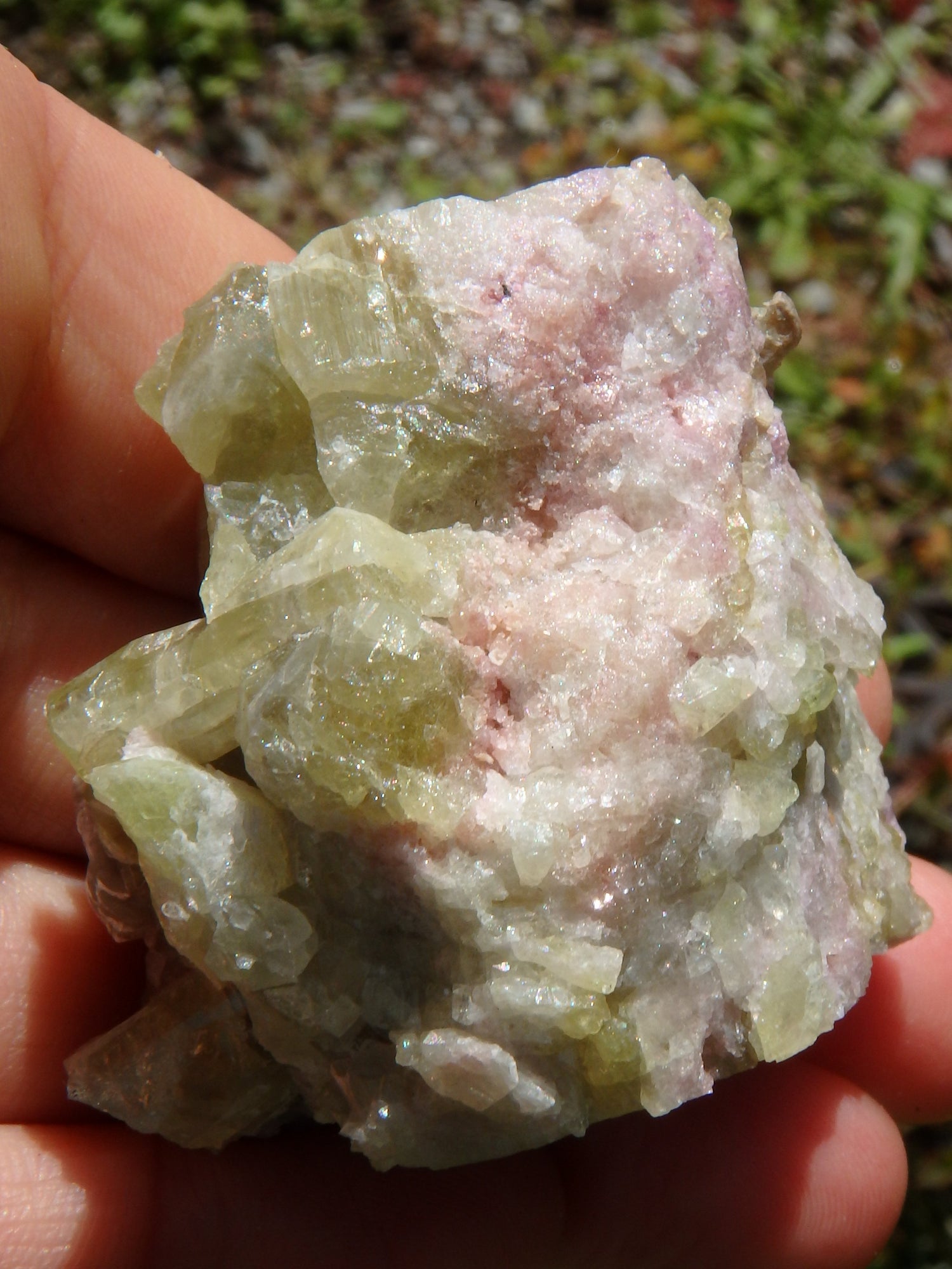 Large Lime Green Points Lavender Inclusions & Caves Vesuvanite From Quebec, Canada - Earth Family Crystals