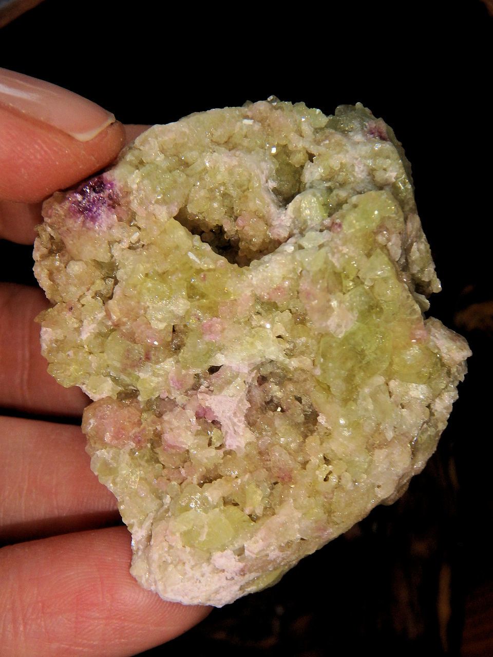 Lime Green Druzy & Pink Vesuvianite Cave Specimen - Earth Family Crystals