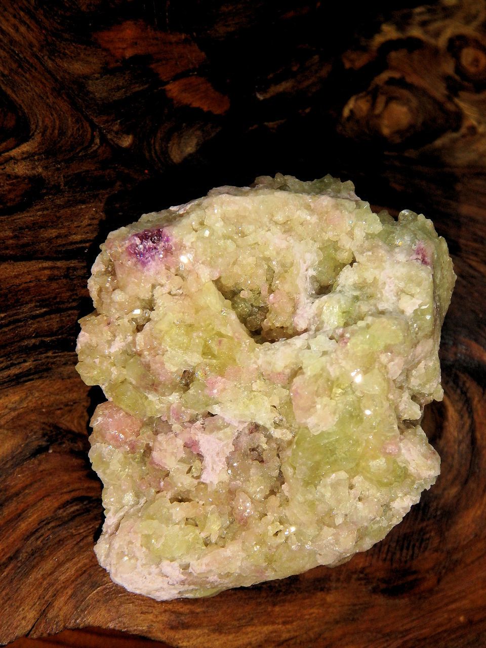 Lime Green Druzy & Pink Vesuvianite Cave Specimen - Earth Family Crystals